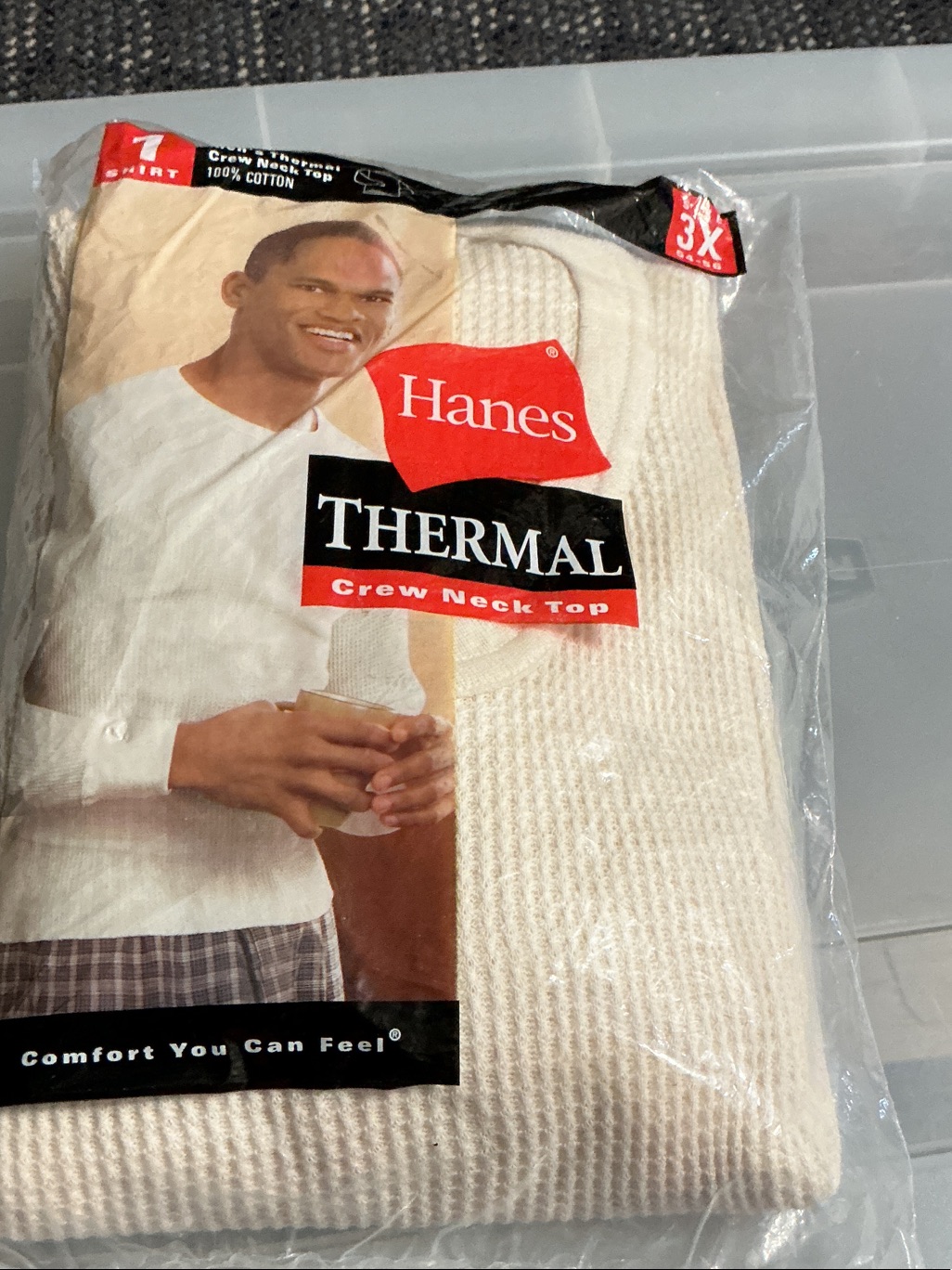 Hanes Thermal Crew Neck Top - Cream